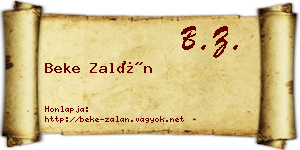 Beke Zalán névjegykártya