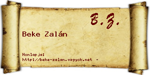 Beke Zalán névjegykártya